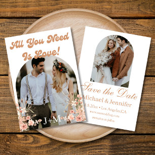 elegantes Retro-Chic-Skript 2 Bogen-Fotos boho Save The Date