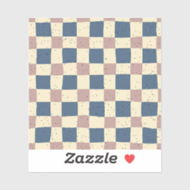 Elegantes Retro Gingham Blue Pink Scrapbooking Aufkleber