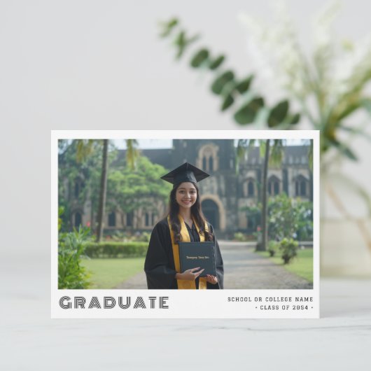Elegantes Retro Graduate Foto Ankündigung & Einlad (Stehend Vorderseite)