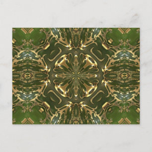 Elegantes Retro Green und Gold Kaleidoskop Postkarte