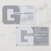 Elegantes Retro großes blaues Grau G Visitenkarte (Vorne/Hinten)
