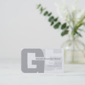 Elegantes Retro großes blaues Grau G Visitenkarte (Stehend Vorderseite)