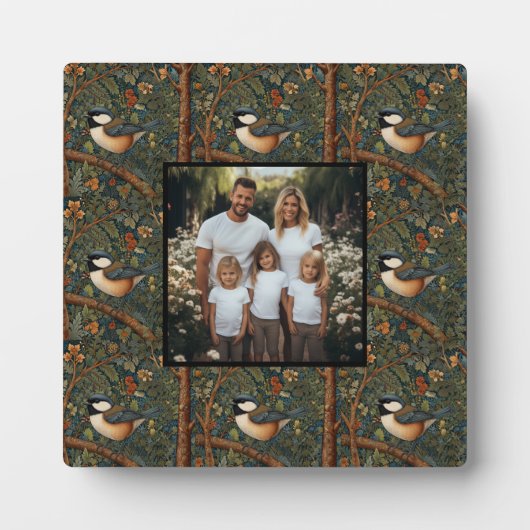 Elegantes Retro Jugendstil Waldvogelvogel Foto Fotoplatte (Vorderseite)