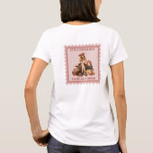 Elegantes Retro-Mädchen staubige rosa Rosen lesen T-Shirt (Rückseite)