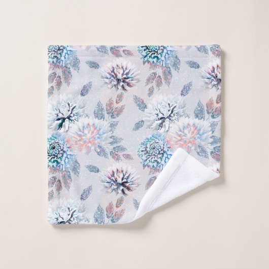 Elegantes Retro-Muster mit Blumen. Badhandtuch Set (Waschlappen)