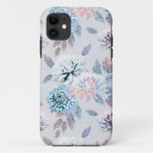 Elegantes Retro-Muster mit Blumen. Case-Mate iPhone Hülle (Rückseite)