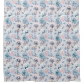 Elegantes Retro-Muster mit Blumen. Duschvorhang (Vorderseite)