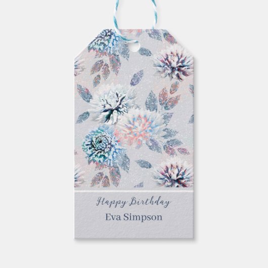 Elegantes Retro-Muster mit Blumen. Geschenkanhänger (Vorderseite)