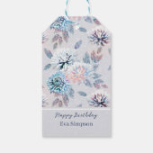 Elegantes Retro-Muster mit Blumen. Geschenkanhänger (Rückseite)