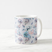 Elegantes Retro-Muster mit Blumen. Kaffeetasse (VorderseiteRechts)