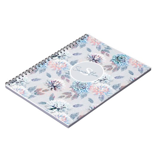 Elegantes Retro-Muster mit Blumen. Notizblock (Linke Seite)