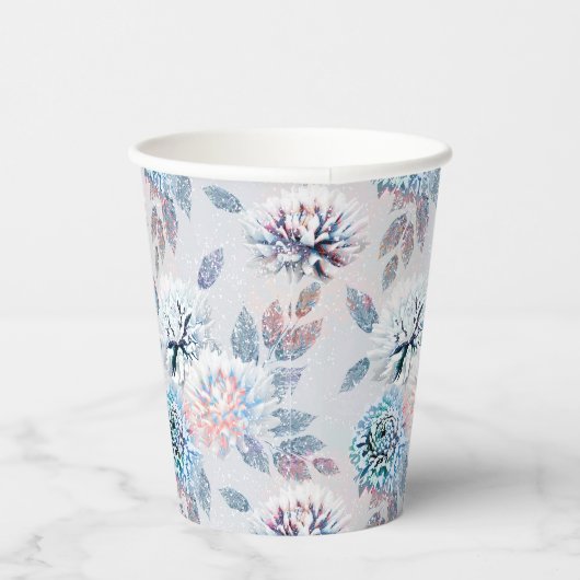 Elegantes Retro-Muster mit Blumen. Pappbecher (Rechts)