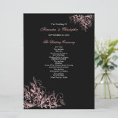 Elegantes Retro Pink Blume Swirl Hochzeitsprogramm Programm (Stehend Vorderseite)
