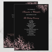 Elegantes Retro Pink Blume Swirl Hochzeitsprogramm Programm (Vorne/Hinten)
