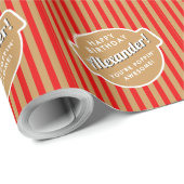 Elegantes Retro Red Gold Popcorn Streifen Muster Geschenkpapier (Rolleneckpunkt)