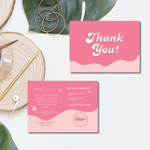 Elegantes Retro-Rosa Dankeschön mit Herzen Visitenkarte