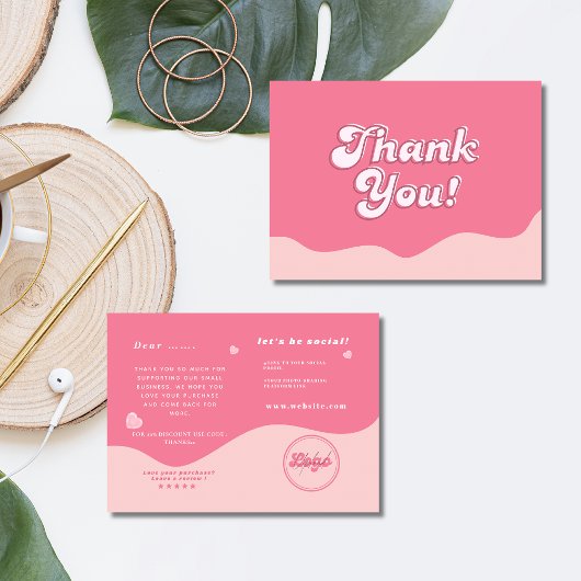Elegantes Retro-Rosa Dankeschön mit Herzen Visitenkarte