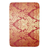 Elegantes Retro rotes Golddamast-Luxusmuster Badematte (Vorderseite Vertikal)