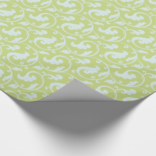 Elegantes Retro- und Minze-verziertes Wirbel-Muste Geschenkpapier (Ecke)