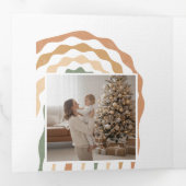 Elegantes Retro-Weihnachtsdesign Familienbogen Fot Dreifach Gefaltete Karte (Innen Erste Seite)