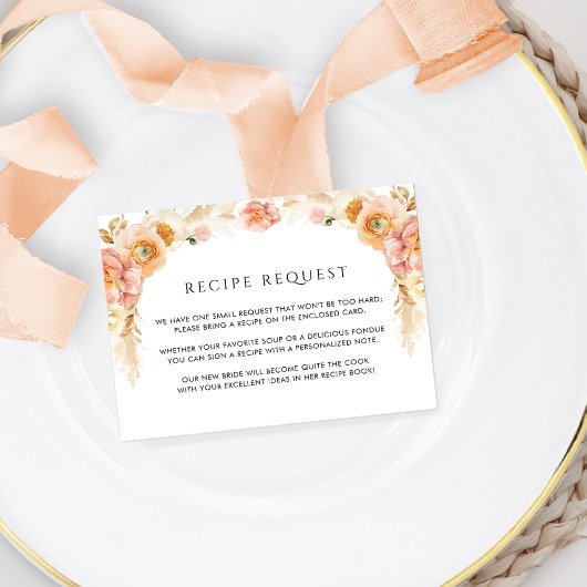 Elegantes Rezept für Peach und Cream Floral Weddin Begleitkarte