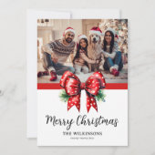 Elegantes Ribbon Family Foto Weihnachten (Vorderseite)