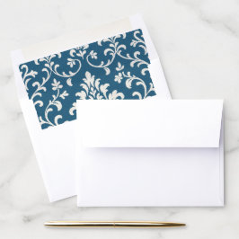 Elegantes Rich Blue White Ornamental Damask Muster