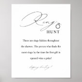 Elegantes Ring Hunt Brautparty Game Sign Poster (Vorne)