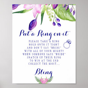 Elegantes Ring-Spiel Hochzeitsshower-Schild mit Bl Poster