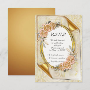 Elegantes Rippelcreme und Gold RSVP Karte