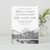 Elegantes Rocky Mountains Zeichnend Hochzeit Einla Einladung (Stehend Vorderseite)