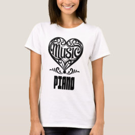 Elegantes Rodelherz für Piano Liebhaber T-Shirt