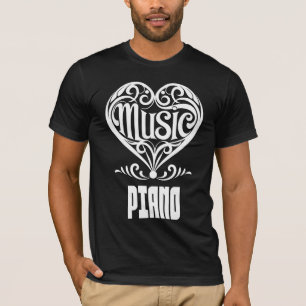 Elegantes Rodelherz für Piano Liebhaber T-Shirt