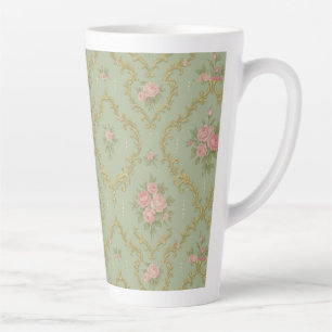 Elegantes Rokoko-Blumenmuster in sanften Pastelltö Milchtasse