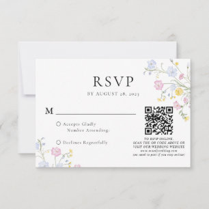 Elegantes Rokoko-Blumenwappen-Hochzeits-QR-Code RSVP Karte