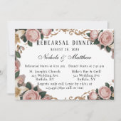 Elegantes Rokoko Peonies Probe Dinner Einladung (Vorderseite)