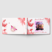 Elegantes romanisches Schmetterling Rosa Blume Blu Gästebuch (Voll)