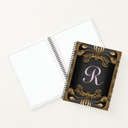 Elegantes Romantic Girly Sentarce Monogram Notizbuch (Innenseite)