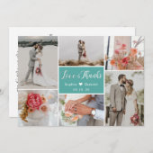 Elegantes romantisches Aquamarin 6 Foto Collage We Dankeskarte (Vorne/Hinten)