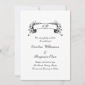 Elegantes romantisches Banner Schwarz/Weiß Hochzei Einladung (Vorderseite)