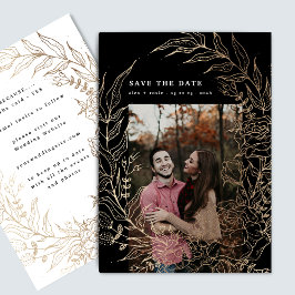 Elegantes Romantisches Blume Wreath Gold Wedding F Save The Date