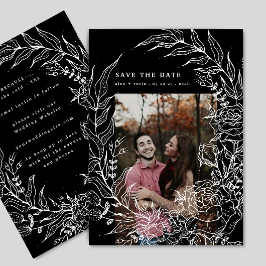 Elegantes Romantisches Blume Wreath White Wedding Save The Date