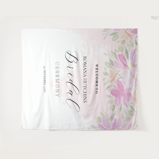 Elegantes romantisches Blumenrosa Wandteppich (Vorderseite (Horizontal))