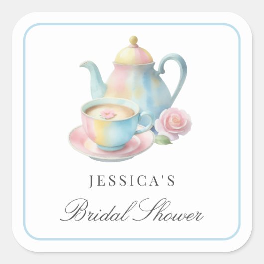 Elegantes Romantisches Bridal Party Brautparty Quadratischer Aufkleber (Vorderseite)