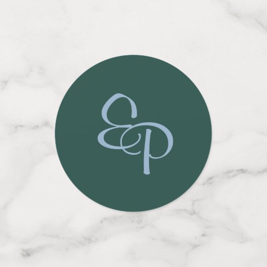 Elegantes Romantisches Drehbuch Slate & Forest Con Konfetti (Klein Vorderseite)