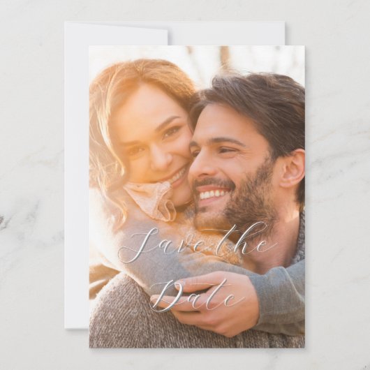 Elegantes Romantisches Farbskript 1 Foto Hochzeit Save The Date (Vorderseite)