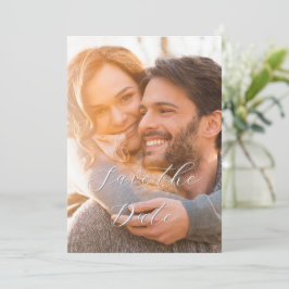 Elegantes Romantisches Farbskript 1 Foto Hochzeit Save The Date