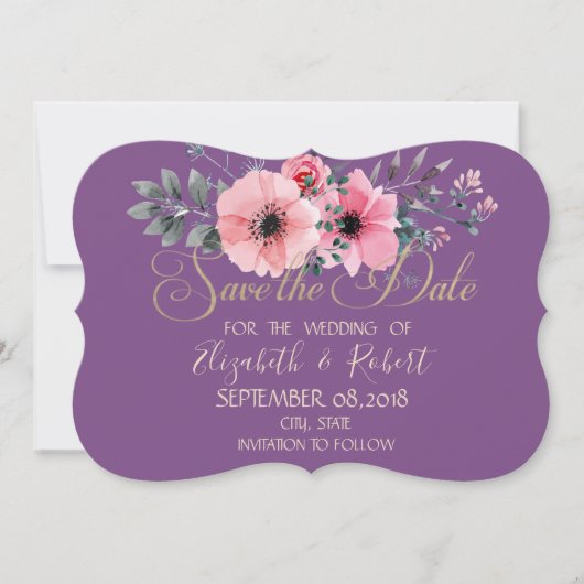Elegantes romantisches Floral Save the Date (Vorderseite)