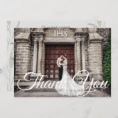 Elegantes romantisches Foto Hochzeit Dankeskarte (Vorne/Hinten)