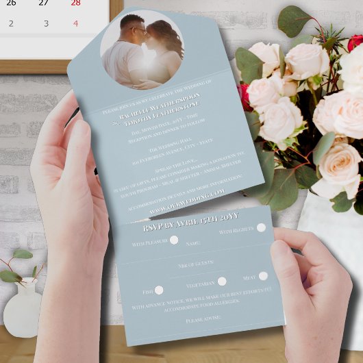 Elegantes Romantisches Foto Monogram Wedding All In One Einladung